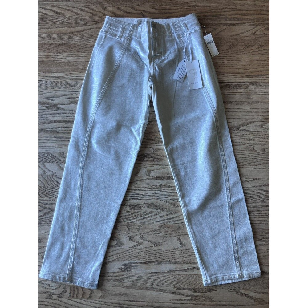 New with tags Anthropologie Pilcro Silver Foil Jeans Size 26 Straight Leg Y2K